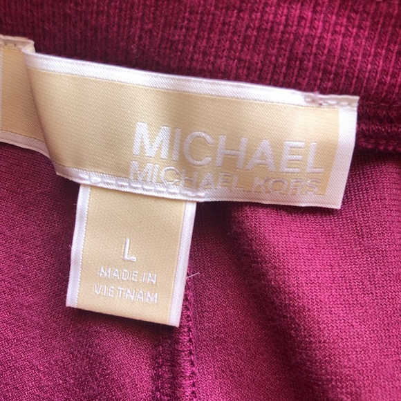Michael Kors Burgundy Velvet Drawstring Sweatpants Women’s Size L Elastic Waist - Picture 6 of 16